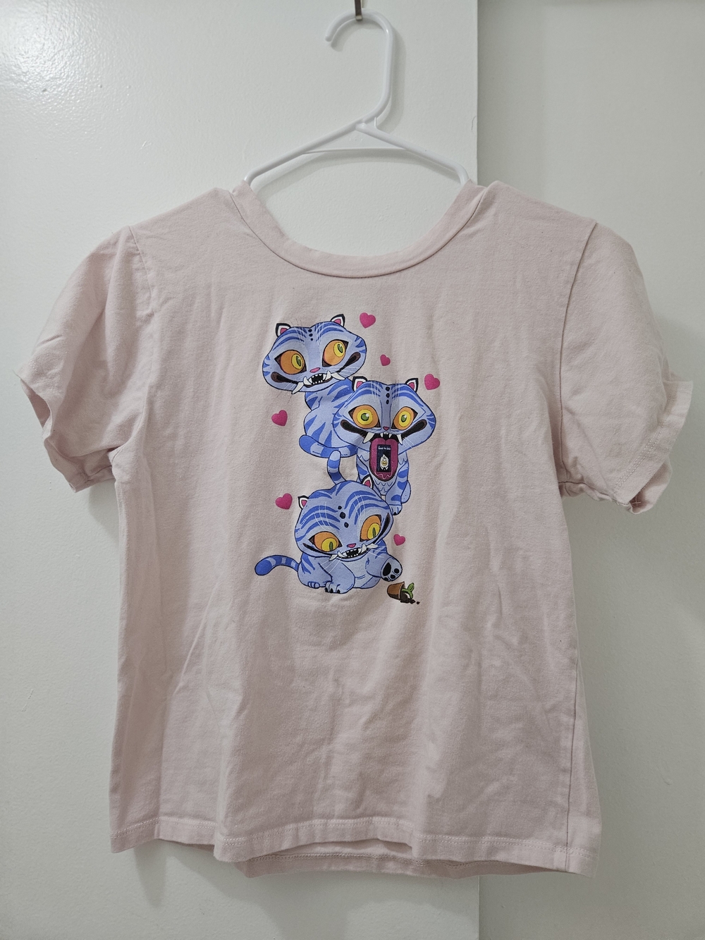 Pink Tee with Blue Cats